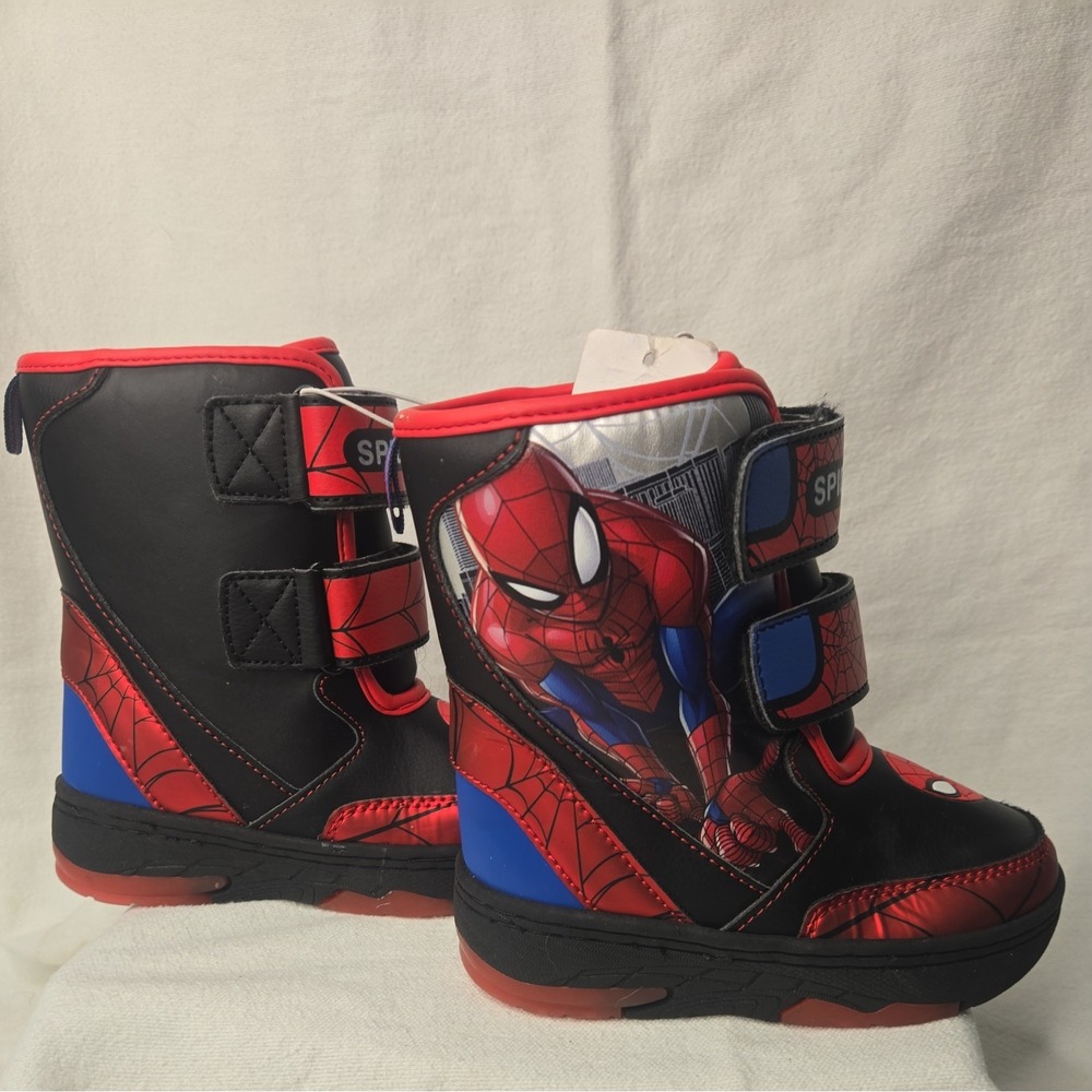 SPIDER-MAN Waterproof Insulated Snow Boots w/Lights NWT Toddler's Size 8 - Picture 5 of 9